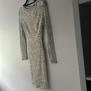 Beautiful silver sequin beige slip dress by Windsor. Never worn.